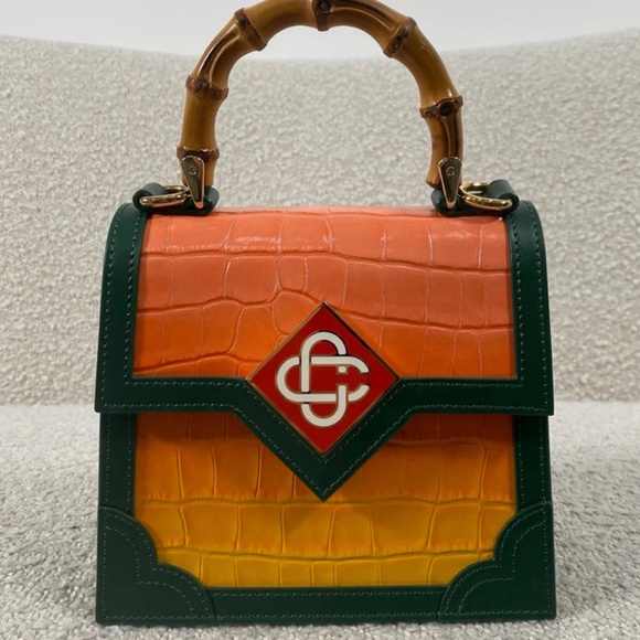 Authentic Pre-Owned CASABLANCA Women's Orange Gradient Embossed Mini Jeanne Bag - Picture 1 of 16